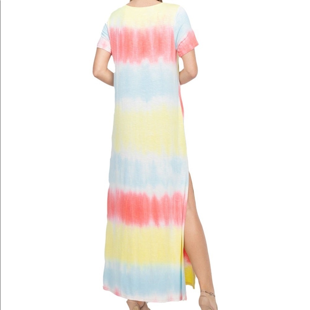 Coral Tie Dye Maxi Dress - Picture 3 of 7